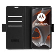 Case for Motorola Edge 50 Pro, ERBORD Glossy Litchi, wallet with flap, black