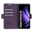 Case for Oppo Reno 13, ERBORD Glossy Litchi, wallet with flap, purple