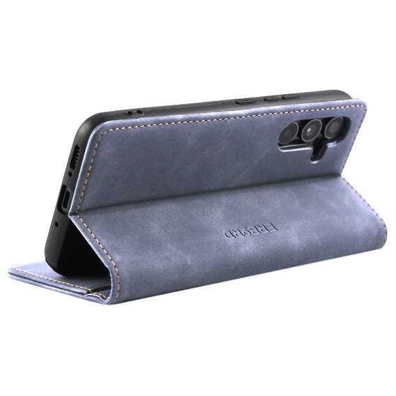 Case for Samsung Galaxy A54, ERBORD Vintage, wallet with flap, grey