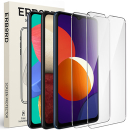 2x Tempered Glass for Samsung Galaxy M33/A12/M12, ERBORD 9H Hard Glass for phone screen