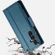 Case for Samsung Galaxy A55, ERBORD Glossy Litchi, wallet with flap, blue