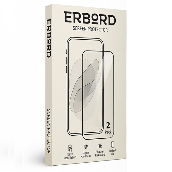 2x Tempered Glass for Xiaomi Redmi Note 8 Pro, ERBORD 9H Hard Glass for phone screen