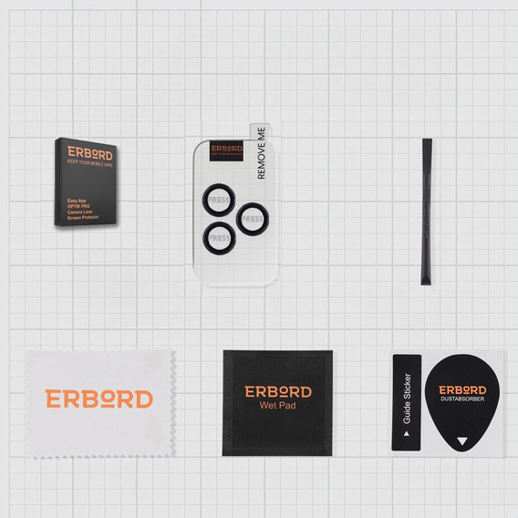 Szkło na aparat ERBORD OPTIK Pro do iPhone 16 Pro / 16 Pro Max, czarne