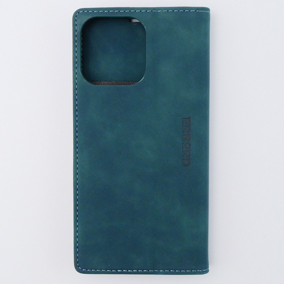 Case for iPhone 15 Pro, ERBORD Vintage, wallet with flap, blue