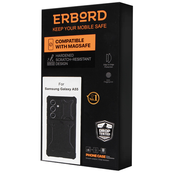 Etui do Samsung Galaxy A55, ERBORD Rugged Case, czarne (dwie ramki)