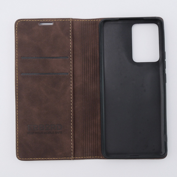 Etui do Xiaomi 13 lite, ERBORD Vintage portfel z klapką, kawowe