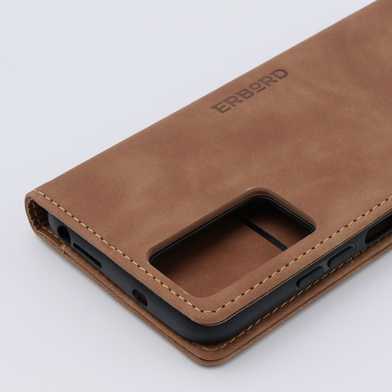 Case for Xiaomi Redmi Note 12S, ERBORD Vintage, wallet with flap, brown