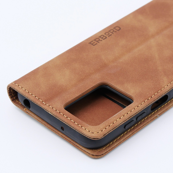 Etui do Motorola Moto G53, ERBORD Vintage portfel z klapką, brązowe