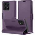 Case for Motorola Edge 50 Pro, ERBORD Glossy Litchi, wallet with flap, purple