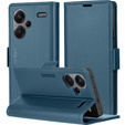 Case for Xiaomi Redmi Note 13 Pro+, ERBORD Glossy Litchi, wallet with flap, blue