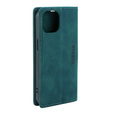 Case for iPhone 15, ERBORD Vintage, wallet with flap, blue