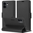 Case for Oppo Reno 13F / Oppo Reno 13FS, ERBORD Glossy Litchi, wallet with flap, black