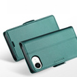 Case for Iphone 16E, ERBORD Glossy Litchi, wallet with flap, green