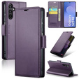 Case for Samsung Galaxy S25 FE, ERBORD Glossy Litchi, wallet with flap, purple
