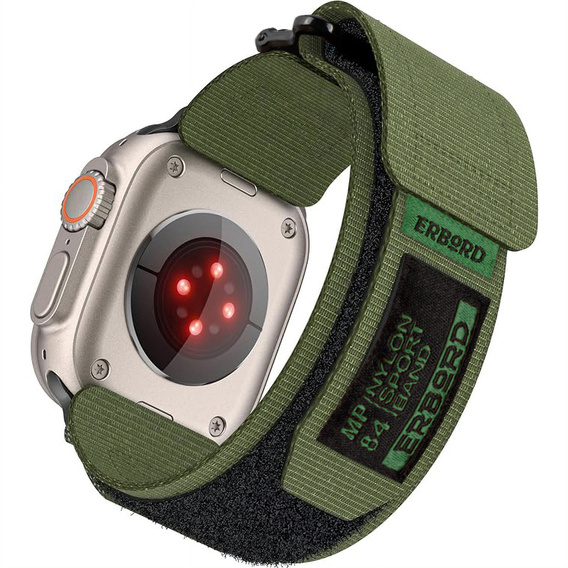 Pasek Nylonowy ERBORD MP84 do Apple Watch 1/2/3/4/5/6/7/8/9/10/11/SE Ultra 1/2/3 42/44/45/46/49mm, Zielony