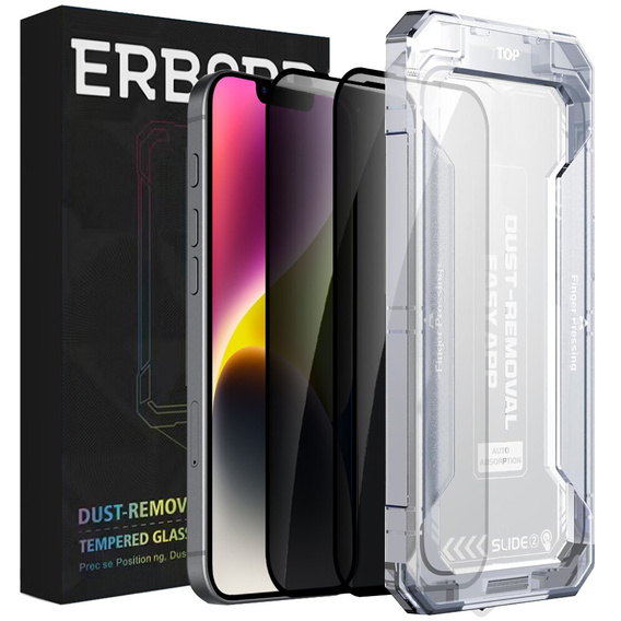 2x Privatization Tempered Glass for iPhone 14 Plus / 13 Pro Max, ERBORD 9H Easy App Anti-Peep