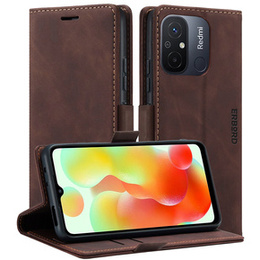 Case for Xiaomi Redmi 12C, ERBORD Vintage, wallet with flap, coffee
