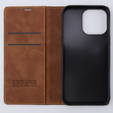 Case for iPhone 15 Pro Max, ERBORD Vintage, wallet with flap, brown