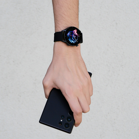 Pasek Silikonowy ERBORD Uniwersalny 22mm, Dual Color, czarny / limonkowy / srebrna klamra