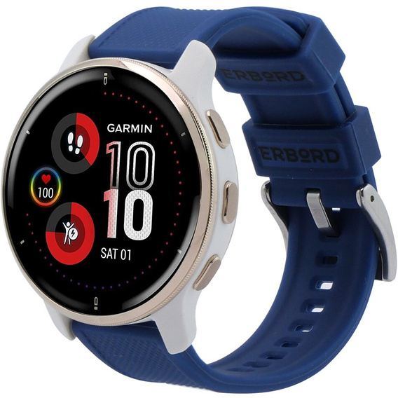 Pasek Silikonowy ERBORD Uniwersalny 20mm, Dual Color, niebieski / srebrna klamra