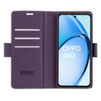 Case for Oppo A60, ERBORD Glossy Litchi, wallet with flap, purple