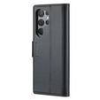 Case for Samsung Galaxy S24 Ultra, ERBORD Glossy Litchi, wallet with flap, black