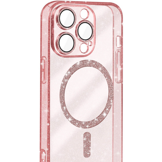 Etui do iPhone 16 Pro Max, ERBORD Glitter MagSafe, różowe + Szkło na ekran