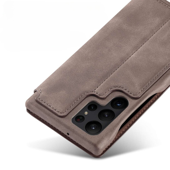 Etui z klapką do Samsung Galaxy S23 Ultra, ERBORD Retro, brązowe