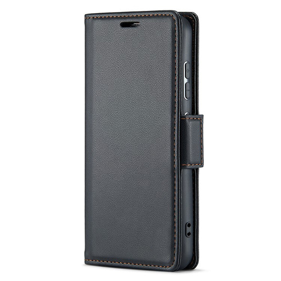 Case for Xiaomi Poco F7 Ultra, ERBORD Glossy Litchi, wallet with flap, black