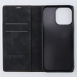 Case for iPhone 15 Pro, ERBORD Vintage, wallet with flap, black