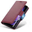 Case for Oppo Reno 13 Pro, ERBORD Glossy Litchi, wallet with flap, red