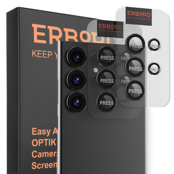 2x Szkło na aparat ERBORD OPTIK Pro do Samsung Galaxy S24 Ultra, czarne