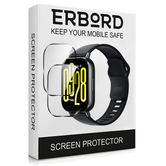 2x ERBORD Hybrid Glass for Xiaomi Redmi Watch 5 Active