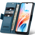 Case for Oppo A18 4G / A38 4G, ERBORD Glossy Litchi, wallet with flap, blue