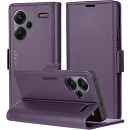 Etui do Xiaomi Redmi Note 13 Pro+, ERBORD Glossy Litchi, portfel z klapką, fioletowe