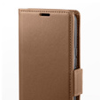 Case for Samsung Galaxy A25 5G, ERBORD Glossy Litchi, wallet with flap, brown