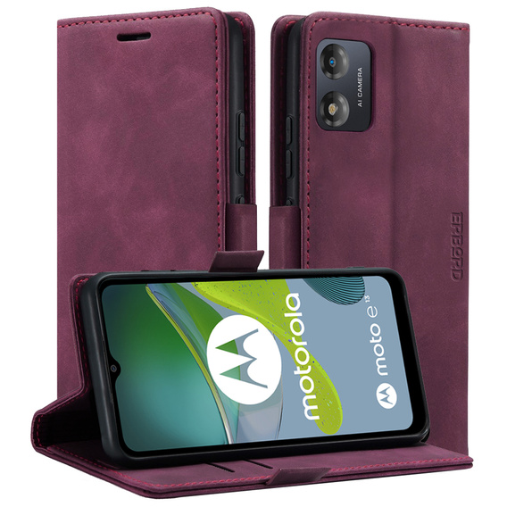 Case for Motorola Moto E13 4G, ERBORD Vintage, wallet with flap, red