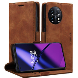 Case for OnePlus 11 5G, ERBORD Vintage, wallet with flap, brown
