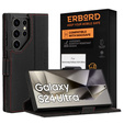 Leather case for Samsung Galaxy S24 Ultra, ERBORD LeatherWallet, black
