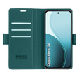 Case for Oppo Reno 14, ERBORD Glossy Litchi, wallet with flap, green
