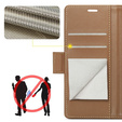 Case for Samsung Galaxy S24 FE, ERBORD Glossy Litchi, wallet with flap, brown
