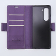 Etui do Samsung Galaxy Z Fold 5 5G, ERBORD Glossy Litchi, portfel z klapką, fioletowe