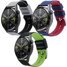 ERBORD Universal Silicone Strap 22mm, Dual Color, grey / black / black buckle