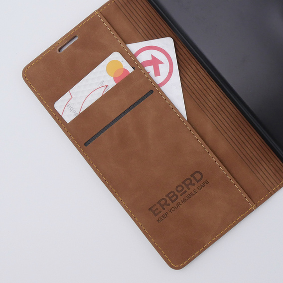 Case for Xiaomi Redmi Note 12S, ERBORD Vintage, wallet with flap, brown