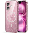 Case for iPhone 16, ERBORD Glitter MagSafe, pink + Screen Glass