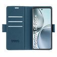 Case for Realme 14 Pro+ 5G, ERBORD Glossy Litchi, wallet with flap, blue