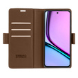 Case for Realme C67 4G, ERBORD Glossy Litchi, wallet with flap, brown