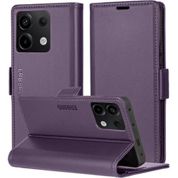 Case for Xiaomi Redmi Note 13 5G, ERBORD Glossy Litchi, wallet with flap, purple