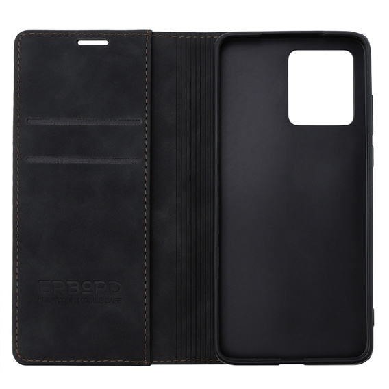Case for Motorola Edge 40 Neo, ERBORD Vintage, wallet with flap, black