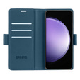Case for Samsung Galaxy S23 FE, ERBORD Glossy Litchi, wallet with flap, blue